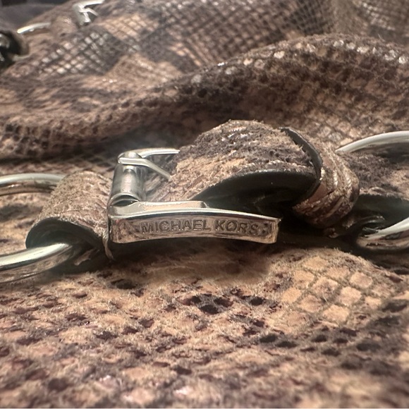 Michael Kors Python Embossed Leather Medium Tote with Nickel Hardware - Picture 3 of 8